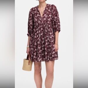 NWT Madewell Burgundy Floral Dress Size Small